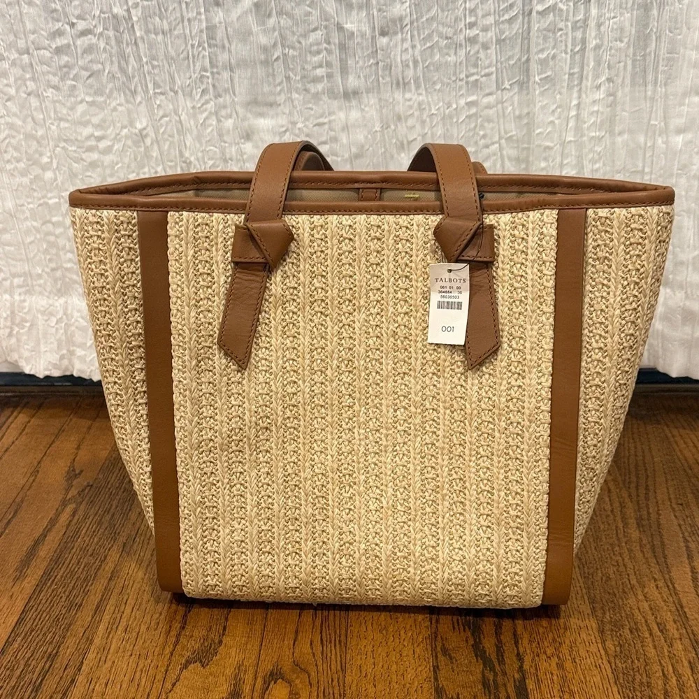 NWT TALBOTS Brown and Cream Tote Bag